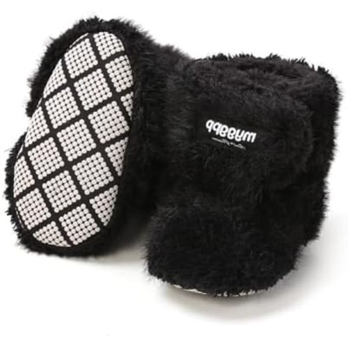COSANKIM Baby Booties Newborn Boys Girls Fleece Boots Non Slip Grippers Stay On Slipper Socks Infant First Walker Winter Warm Crib Shoes