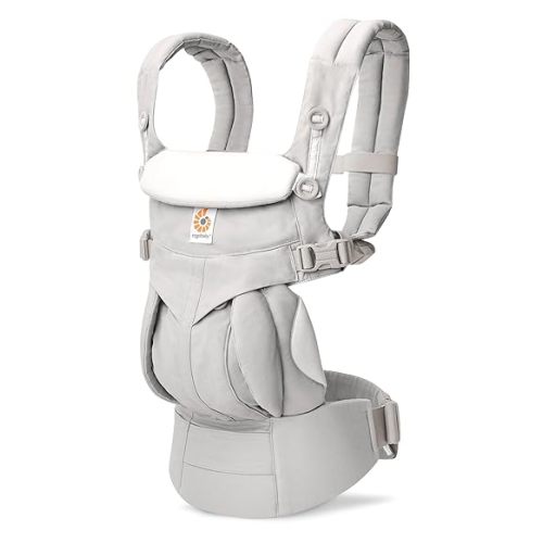 Ergobaby Omni Classic Baby Carrier for Newborn to Toddlers 0-48 Months (7-45 lbs) - 4-Position 100% Premium Cotton Baby Carrier with Ergonomic Support - Pearl Grey