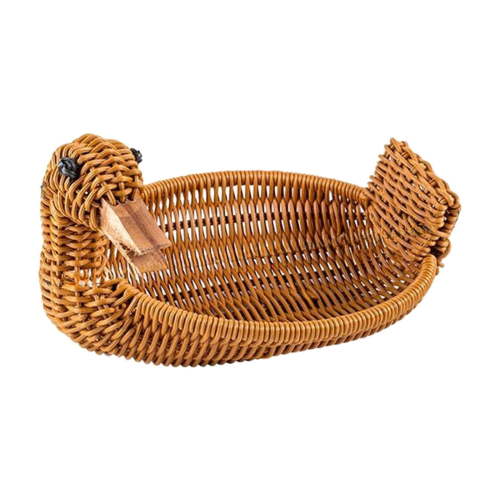 Uxgjfwu Animal Storage Basket Duck Design, Woven Decorative Fruit Snack Holder, Pet-Themed Home Decor for Tabletop, Nursery, Playroom