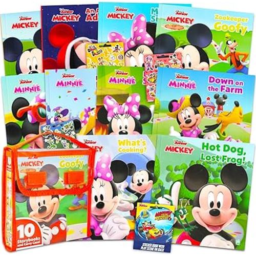 Disney Story Books Collection Bundle ~ 10 Pack Mickey Mouse and Minnie Book Set for Toddlers 1-3 with Stickers (Mini Story Books)