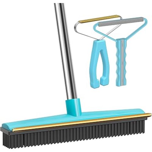 Carpet Rake - 60" Long Handle Pet Hair Removal with Metal Fabric Edge Design,Carpet Broom,Carpet Rake for Carpets, Rugs,Mats,Couch,Stairs(3 pcs)