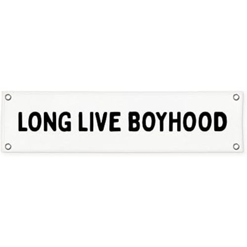 Long Live Boyhood Banner Boy Room Decor, Boyhood Long Canvas Banner Nursery Playroom Wall Decor for Boys Kids Bedroom Toddler Decorations Teen Boy Room - Black