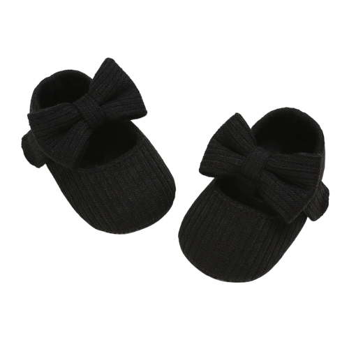 Winter Boots for Kids Soft Yarn Knit Baby Girls First Walking Shoes Bow Design Flexible Sole Prewalker Booties Cozy Crib Shoes for Toddlers Girl Winter Boots Black 6 Months-12 Months