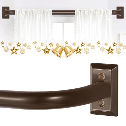 TVWOO Bronze Wrap Around Curtain Rods 28 to 48":Blackout Adjustable Window Curtain Rod,Room Darkening Heavy Duty Curved French Metal Single Drapery Rods for Bedroom Kitchen Easy Install,Antique Bronze