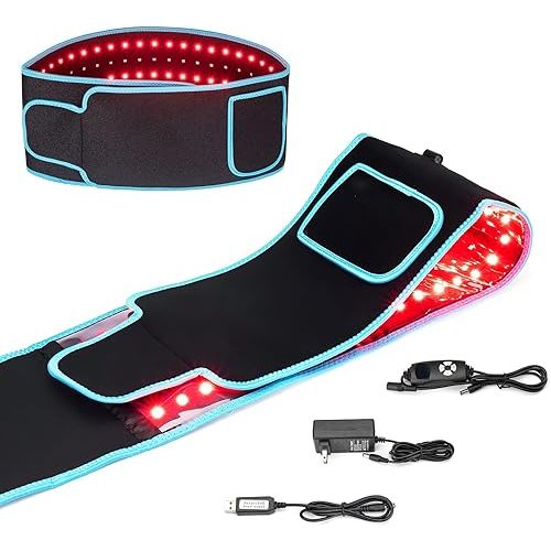Red Light Waist Belt with 105pcs LEDs, 3 in 1 Chip Portable with Cord and Timing Mode Red Light Lamp Belt for Home/Office/Trip (Blue)