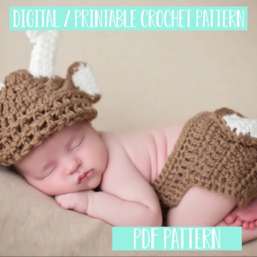 Baby Boy Deer Outfit Crochet Pattern, Newborn Photo Prop Crochet Pattern, Boys Coming Home Outfit Crochet Pattern PDF Instant Download