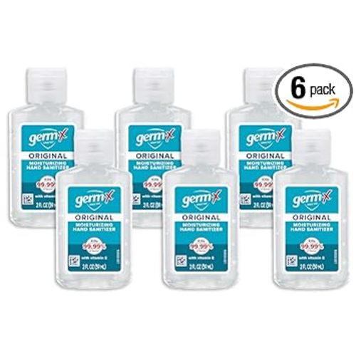 Germ-X Original Hand Sanitizer, 2 Fl Oz (Pack of 6), Less Drying Moisturizing Gel with Vitamin E, No Rinse Formula, Display Pack, Mini Travel Size for On-The-Go