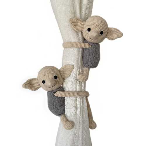 House Elf Curtain Tie Back, HP Wizard Themed Nursery Amigurumi Curtain Decor, Babyshower Gift