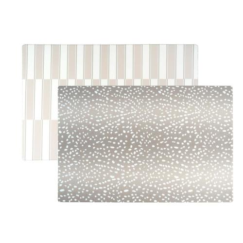 Reversible Play Mat- antelope + stripe - greige