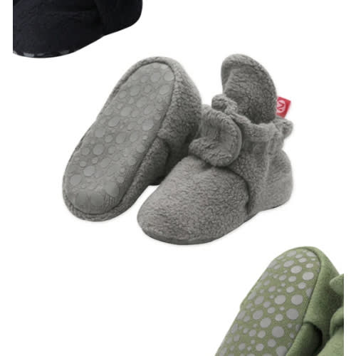 Cozie Fleece Gripper Baby Bootie 3 Pack - Black/Gray/Olive – Zutano