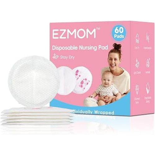 Disposable Nursing Pads, Super Absorbent, Breathable, Comfortable 3D Design (60 PCS)