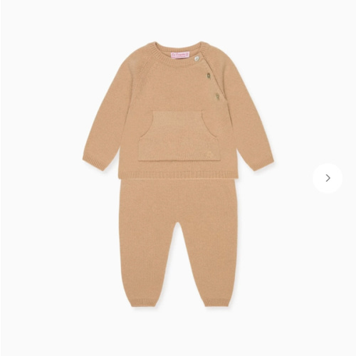 Camel Melange Juan Cashmere Baby Set | La Coqueta Kids UK