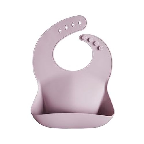 mushie Silicone Baby Bib | Adjustable Fit Waterproof Bibs (Pale Mauve)