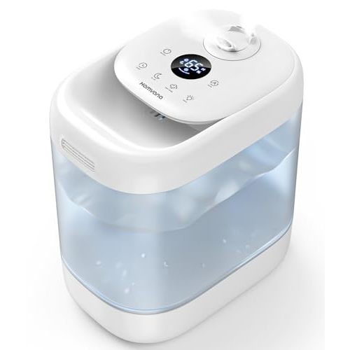 Homvana Humidifiers for Bedroom, 5L Super Easy to Clean Top Fill Auto Adapt Cool Mist Humidifier for Bedroom Plants Baby Kids for Home (Never Leaking Design), Quiet 40H Runtime, Essential Oil Diffuser