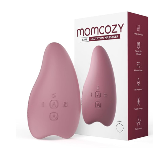 Momcozy Warming Lactation Massager 2-in-1, Soft Breast Massager for Breastfeeding, Heat + Vibration Adjustable for Clogged Ducts, Improve Milk Flow, Engorgement