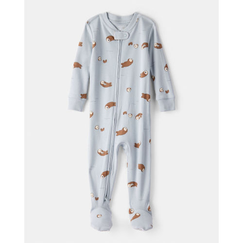 Baby Boy Otter 100% Cotton Snug Fit 2-Way Zip Footie 1-Piece Pajamas - Blue - Carter's | Carter's