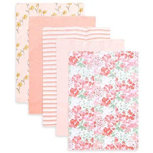 Burt's Bees Baby - Burp Cloths, 5-Pack Extra Absorbent 100% Organic Cotton Burp Cloths (Tossed Succulent)