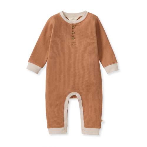 Henley Baby Boy Camel Jumpsuit – Burt's Bees Baby