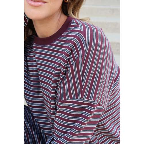Carson Stripe Long Sleeve in Wine – Henly