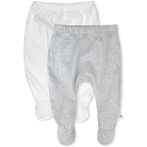 HonestBaby 2-Pack Footed Pants Roomy Fit Pull on Bottoms 100% Organic Cotton for Infant Baby Boys, Girls, Unisex
