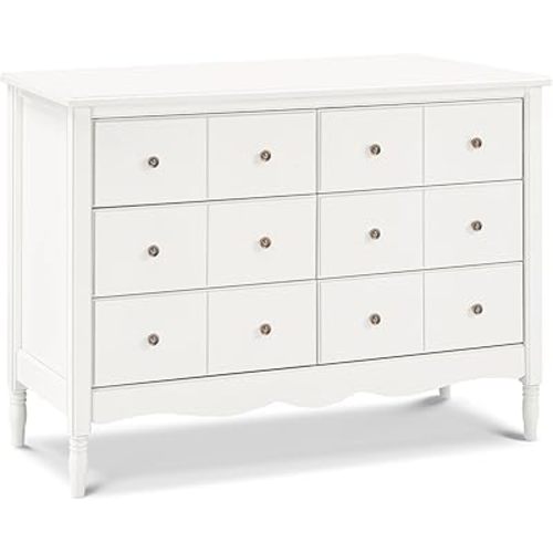 Namesake Liberty 6-Drawer Assembled Dresser (48") in Warm White, Greenguard Gold Certified, Smooth Glide, Adult and Child Nursery Dresser, Vintage/Apothecary Design