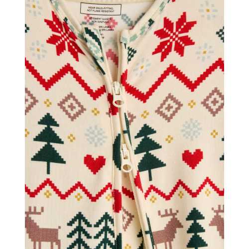 Bamboo Footie Pajama - Baby in Fairisle Scene