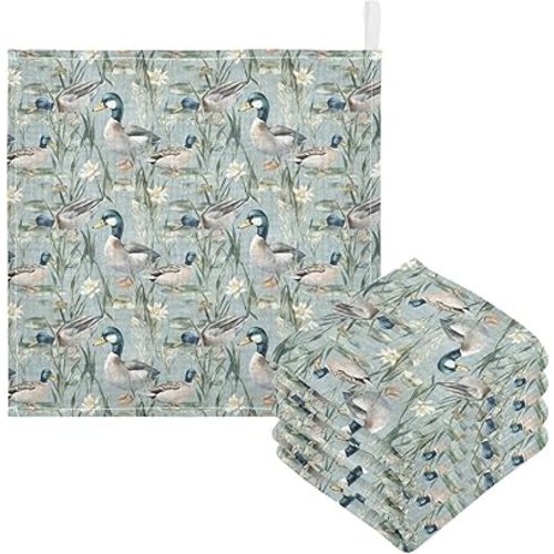 Mallard Ducks Baby Washcloths Newborn Muslin Burp Cloths 3 Pack Soft Cotton Baby Face Bath Towel Drool Bibs for Infants, Girls and Boys 11.8 x 11.8 Inch