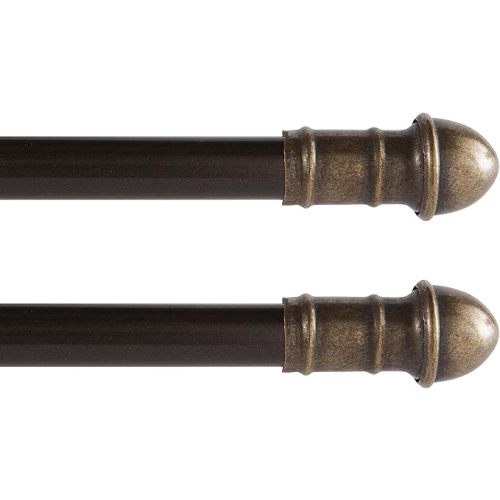 16-28 in. Adjustable Petite Café Curtain Rod, 2-Pack, 7/16 in. Diameter, Bronze