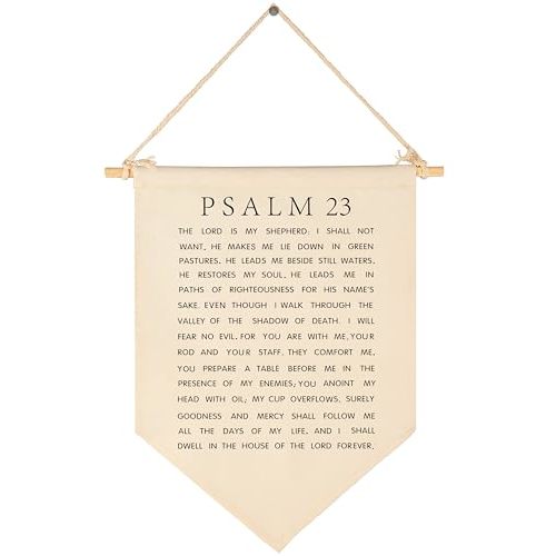 Psalm 23-The Lord is My Shepherd-Scripture Gift for Baby Boys Girls Kids-Christian Bible Verses-Canvas Pennant Banner Pennant Wall Decor Gifts for Nursery Baby Room Homeschool Playroom