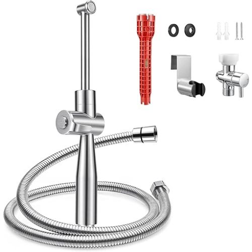 Handheld Bidet Sprayer for Toilet, Leak-Proof Stainless Steel Toilet Bidet Sprayer, Adjustable Flush Angle & Water Pressure for Personal Care, Easy to Install Jet Spray for Toilet