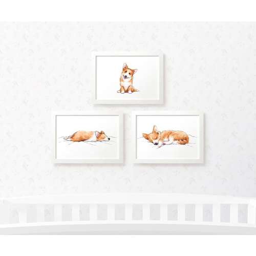 Corgi Nursery Art Prints: Watercolor Dog Baby Shower Decor