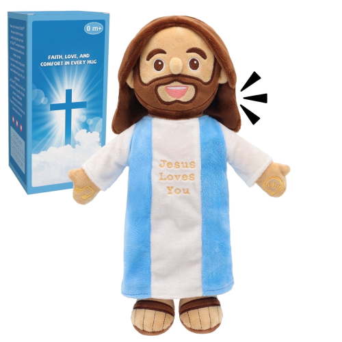 Jesus Plush Toy Recites 36 Bible Verses & Plays 10 Songs, Musical Speaking Doll, Perfect Religious Gift for Children Holiday Church Use