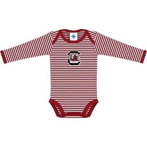 Amazon.com: Creative Knitwear College Baby Striped Long Sleeve Bodysuit - South Carolina Gamecocks Logo, Garnet/White, Unisex, 0-3 Months: Clothing, Shoes & Jewelry