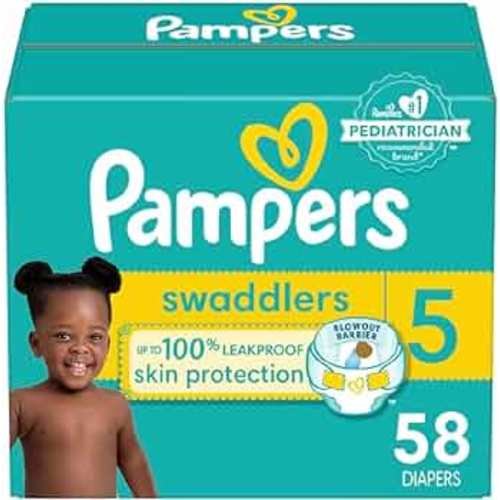 Pampers Swaddlers Diapers - Size 5, 58 Count, Ultra Soft Disposable Baby Diapers