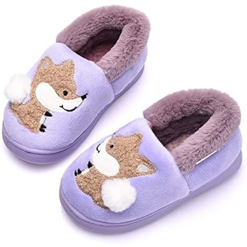 Ainikas Toddler Boys Girls Slippers Fluffy Little Kids House Slippers Warm Fur Cute Animal Home Slipper