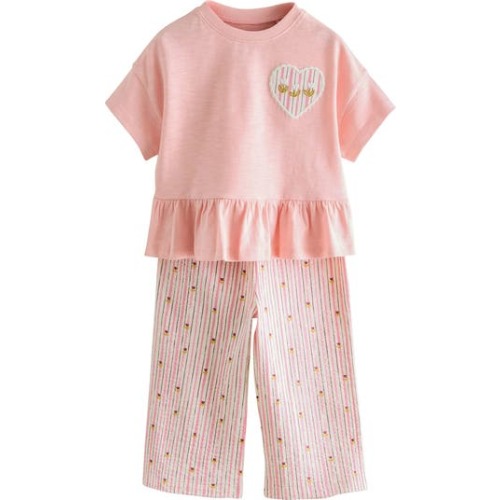 Kids' Peplum Top & Seersucker Pants Set, 2-3Y