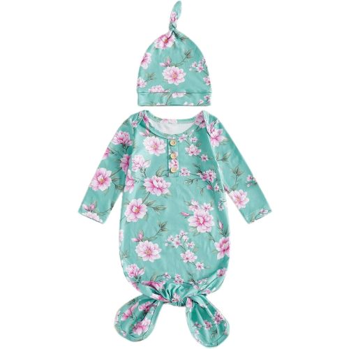 Infant Newborn Baby Girls Floral Sleep Gown Headband Sleepwear Romper Sleeping Bags Outfits