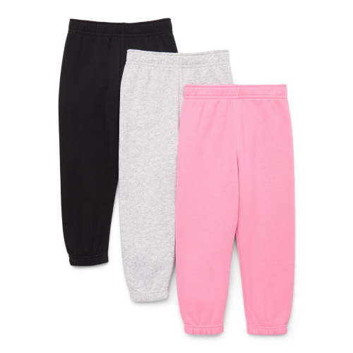 Garanimals Toddler Girl 3-Pack Solid Fleece Joggers, Solid Essentials, Sizes 18M-5T