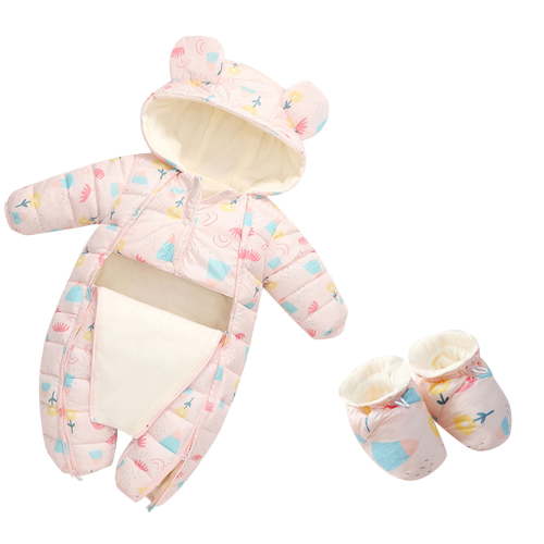 Ketyyh-chn99 Boys And Girls Outfit Sets 0-24 Months Cute Cartoon Animals Hooded Snow Wear Winter Jumpsuit Outwear Snowsuit Warm Romper Coat With Shoes Suits G,0-6 Months