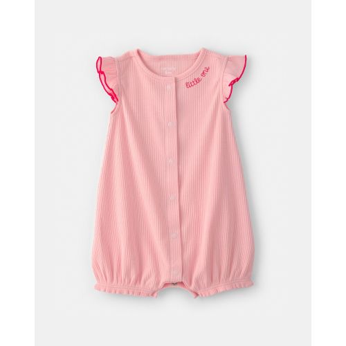 Baby Girl 'Little One' Rib Short-Sleeve Romper - Pink - Carter's | Carter's