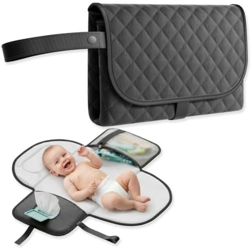 Portable Changing Pad, Baby Diaper Mat for Travel, Black