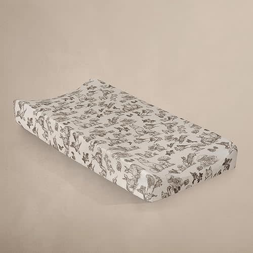 Oilo Changing Pad Cover, Breathable 100% Organic Cotton Fitted Jersey, 300 Thread Count, Machine Washable, Fits Standard Changing Pads (32" x 16"), Woodland Animals