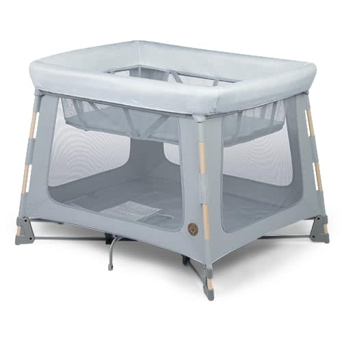 Maxi-Cosi Swift Baby Playpen with Mat, Baby Play Yards, Pack and Play with Bassinet - Portable Playpen for Babies and Toddlers, Classic Slate