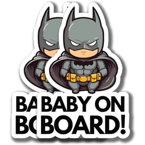 Baby on Board Stickers | Kids in Car Pack of 2 stickers (Bat Baby 01)
