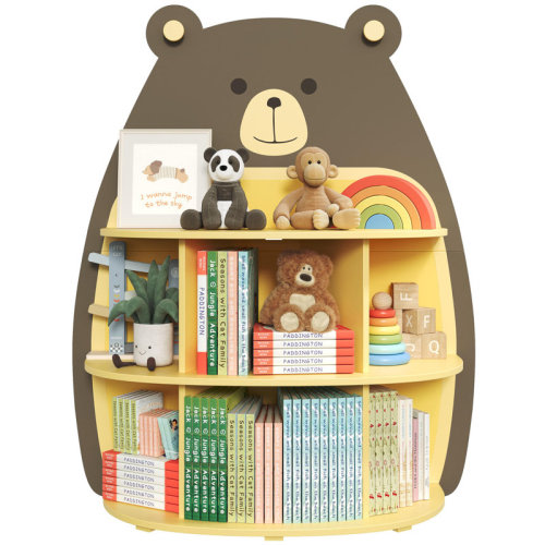 Zoomie Kids 46.9"h X 38.6"w Bear-shaped Bookshelf And Toy Organizer For Kids Room | Wayfair