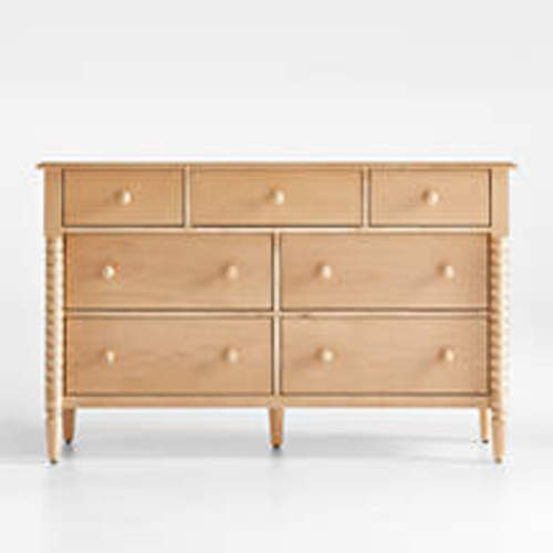 Jenny Lind 54" Maple Wood Wide 7-Drawer Kids Dresser