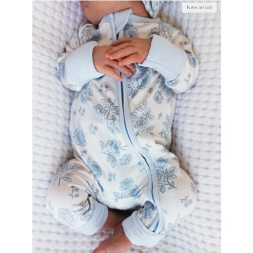 Zipper Romper - Blue Rose Garden – Bumps N Bundles