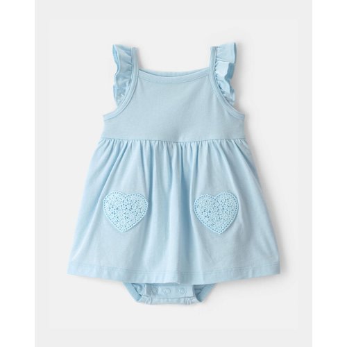 Baby Girl Heart Sleeveless Bodysuit Dress - Blue | Carter's