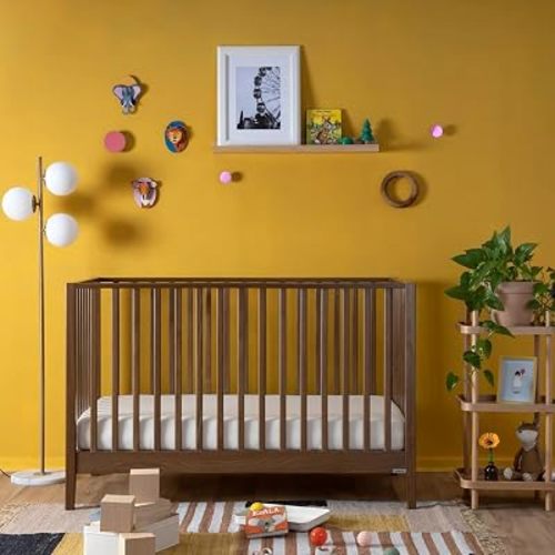 dadada Baby LaLa 3-in-1 Convertible Wood Crib Bed, Made in Italy, Walnut