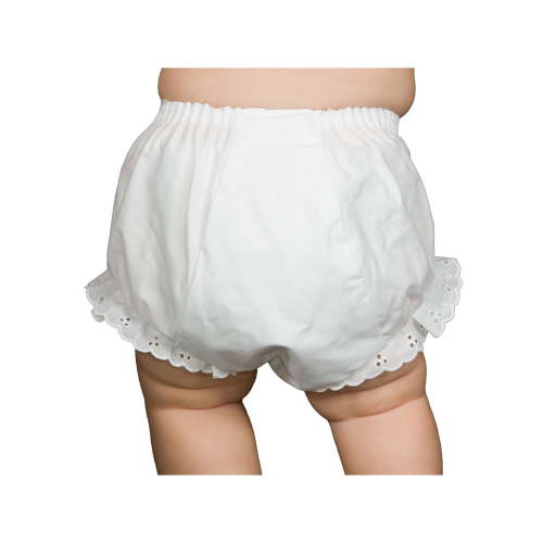 Christening Day Baby Girls White Double Seat Diaper Cover Bloomers
